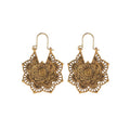 Tibetan Lotus Engraving Copper Blessing Drop Earrings