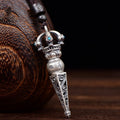Tibetan Om Mani Padme Hum Dorje Vajra Design Wisdom Rotatable Necklace Pendant
