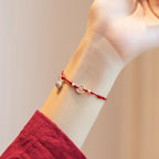 925 Sterling Silver Lucky Fortune Peace Joy Lotus Peace Buckle Red String Bracelet