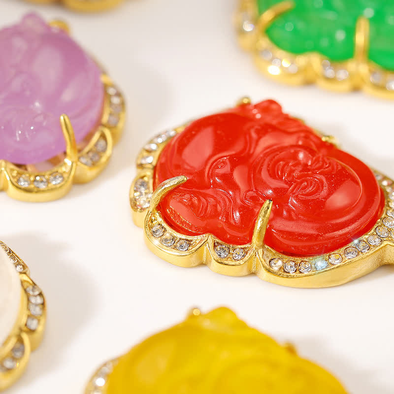18K Gold Filled Laughing Buddha Jade Luck Necklace Chain Pendant