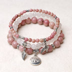3PCS Natural Quartz Crystal Beaded Healing Energy Lotus Bracelet