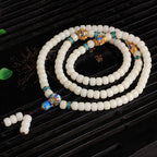 Natural White Bodhi Seed Mala 108 Beads Wealth Bracelet