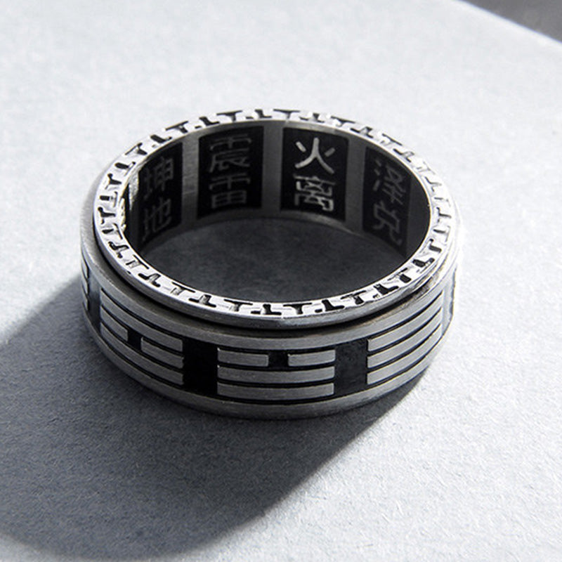 Bagua Yin Yang Titanium Steel Balance Rotatable Ring