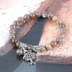 Natural Gemstone Tree of Life Lucky Charm Stretch Bracelet