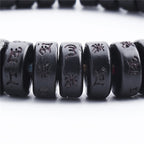 Tibetan Coconut Shell Beads Engraved Om Mani Padme Hum Mantra Happiness Bracelet