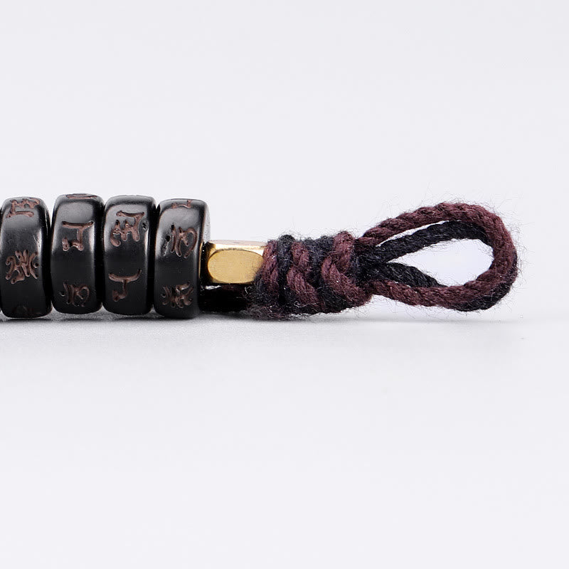Tibetan Coconut Shell Beads Engraved Om Mani Padme Hum Mantra Positive String Bracelet