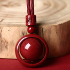 Cinnabar Om Mani Padme Hum PiXiu Blessing Lucky Bead Necklace Pendant