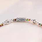 925 Sterling Silver Luck Koi Fish Braided Colorful String Bracelet Anklet