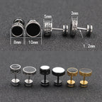 Cool Men Titanium Steel Balance Round Stud Earrings