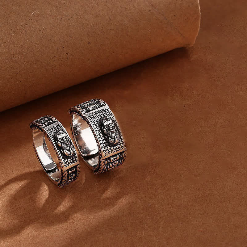 Lucky FengShui PiXiu Wealth Prayer Wheels Couple Ring