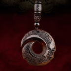 Small Leaf Red Sandalwood Ebony Wood One's Luck Improves Design Pattern Protection Necklace Pendant