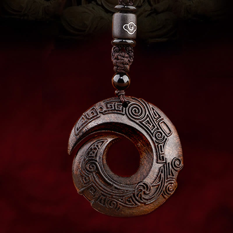 Small Leaf Red Sandalwood Ebony Wood One's Luck Improves Design Pattern Protection Necklace Pendant
