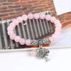 Natural Gemstone Tree of Life Lucky Charm Stretch Bracelet