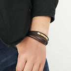 Simple Design Titanium Steel Leather Luck Bracelet