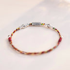 925 Sterling Silver Luck Koi Fish Braided Colorful String Bracelet Anklet