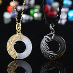 Obsidian Chalcedony Meditation Round Pendant Necklace