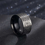 Four Guardian Beast Dragon White Tiger Suzaku Basalt Carved Success Luck Ring