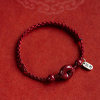 Handmade Cinnabar Peace Buckle Safe and Healthy Charm Blessing String Bracelet Anklet