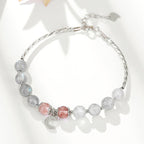 Strawberry Quartz Moonstone Luck Moon Charm Bracelet