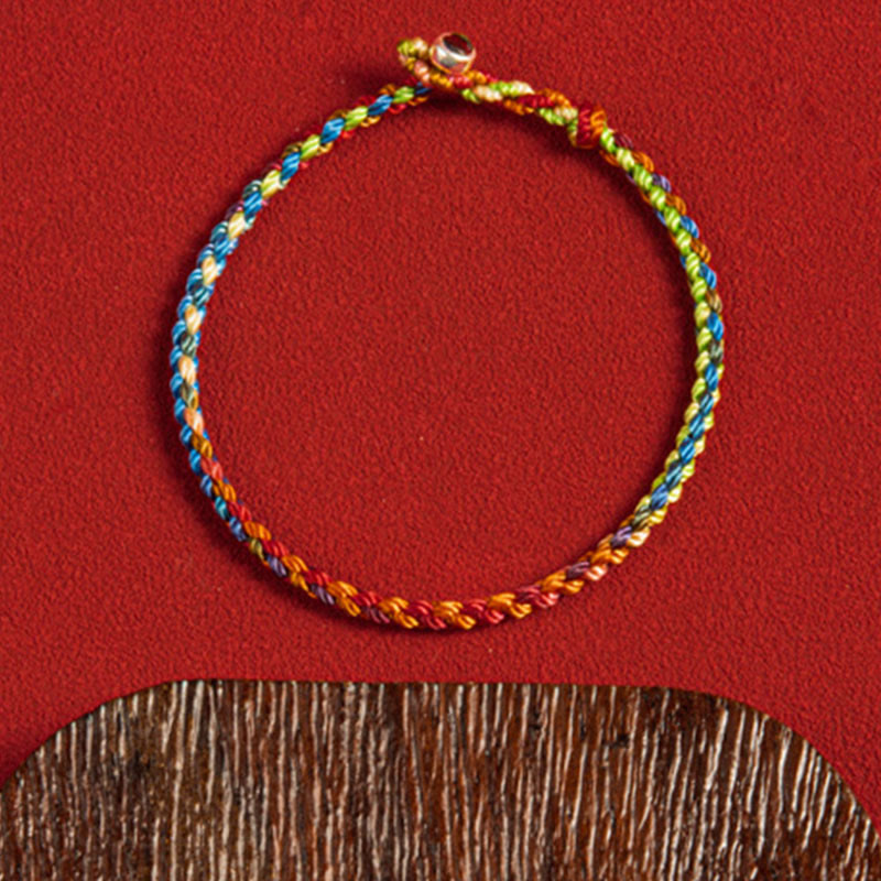 "May you be blessed with peace and safety in all four seasons" Lucky Multicoloured Bracelet