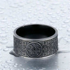 Four Guardian Beast Dragon White Tiger Suzaku Basalt Carved Success Luck Ring