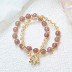 Rose Quartz Elephant Healing Energy Charm Bracelet