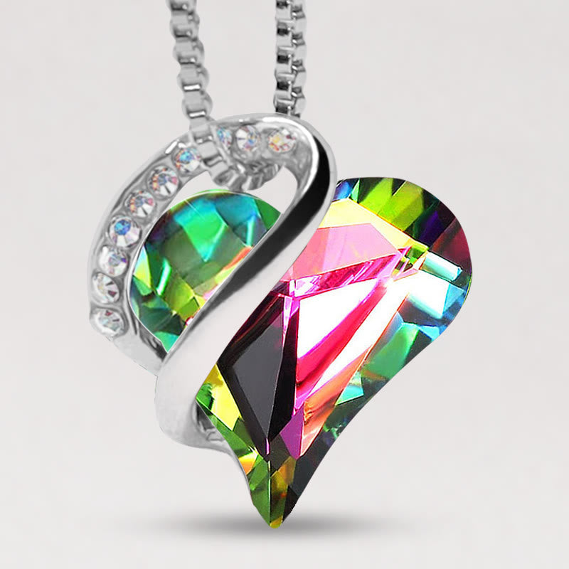 Love Heart Birthstone Healing Energy Necklace Pendant