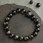 Gold Sheen Obsidian Silver Sheen Obsidian Lovely Paw Lucky Cat Protection Bracelet