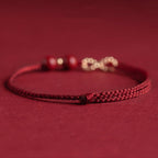 Cinnabar Blessing Red String Golden Infinity Symbol Bracelet Anklet
