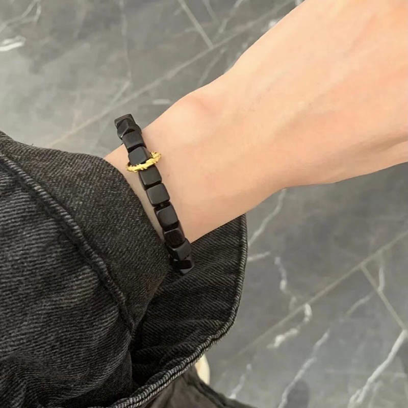 Tibetan Ebony Wood Square Beads Peace Calm Bracelet