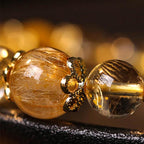 Natural Citrine Amethyst Rutilated Quartz Prosperity Protection Bracelet