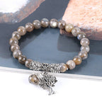 Natural Gemstone Tree of Life Lucky Charm Stretch Bracelet