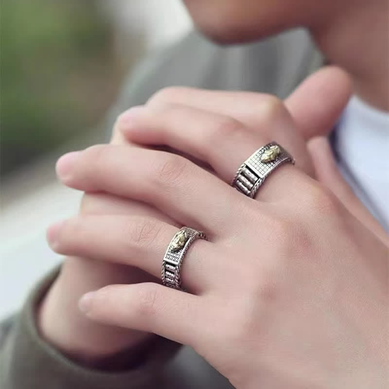 Lucky FengShui PiXiu Wealth Prayer Wheels Couple Ring