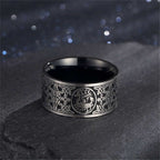 Four Guardian Beast Dragon White Tiger Suzaku Basalt Carved Success Luck Ring