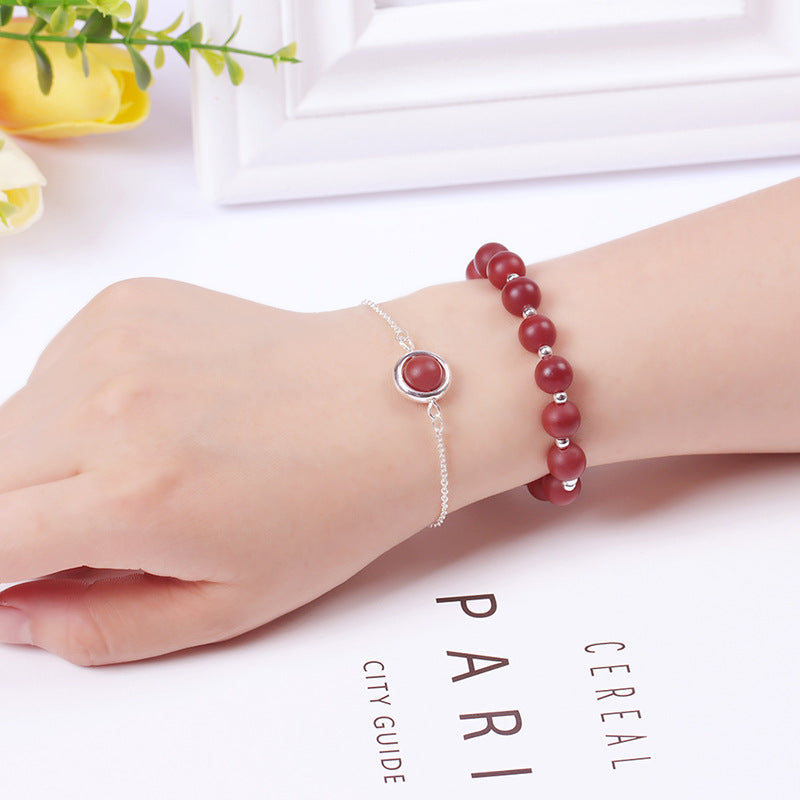 Sunstone Strawberry Quartz Crystal Positive Bracelet