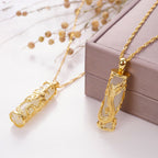 Jade Dragon Phoenix Copper Blessing Harmony Necklace Pendant