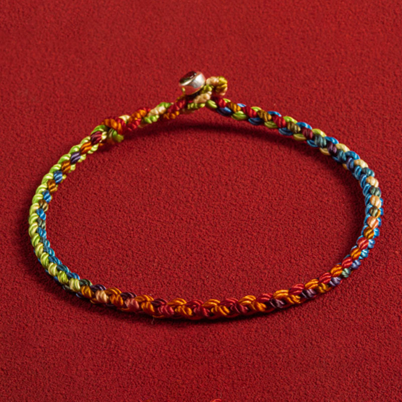 "May you be blessed with peace and safety in all four seasons" Lucky Multicoloured Bracelet