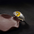 Citrine Lotus Blessing Protection Adjustable Ring