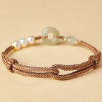 Natural Hetian Jade Pearl Peace Buckle Luck Bracelet
