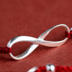 925 Sterling Silver Endless Knot Protection Luck Red String Bracelet Anklet