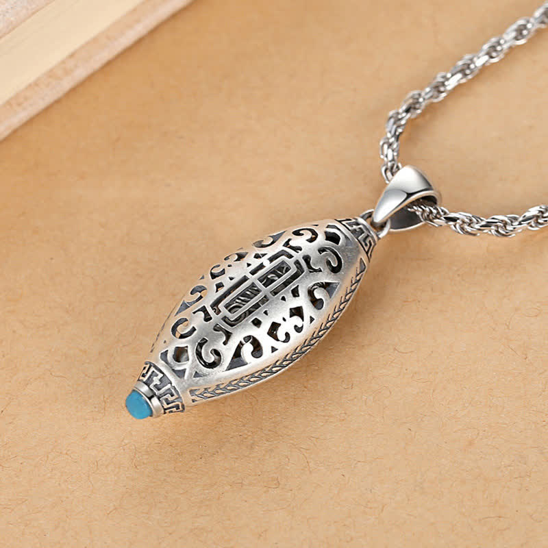 Tibet Om Mani Padme Hum Protection Necklace Rotatable Pendant