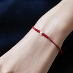 925 Sterling Silver Luck Bead Protection Red String Thin Cord Braided Bracelet