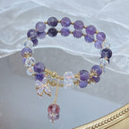Natural Amethyst Crystal Spiritual Butterfly Charm Bracelet