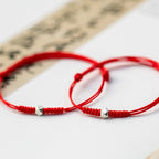 925 Sterling Silver Luck Bead Protection Red String Thin Cord Braided Bracelet