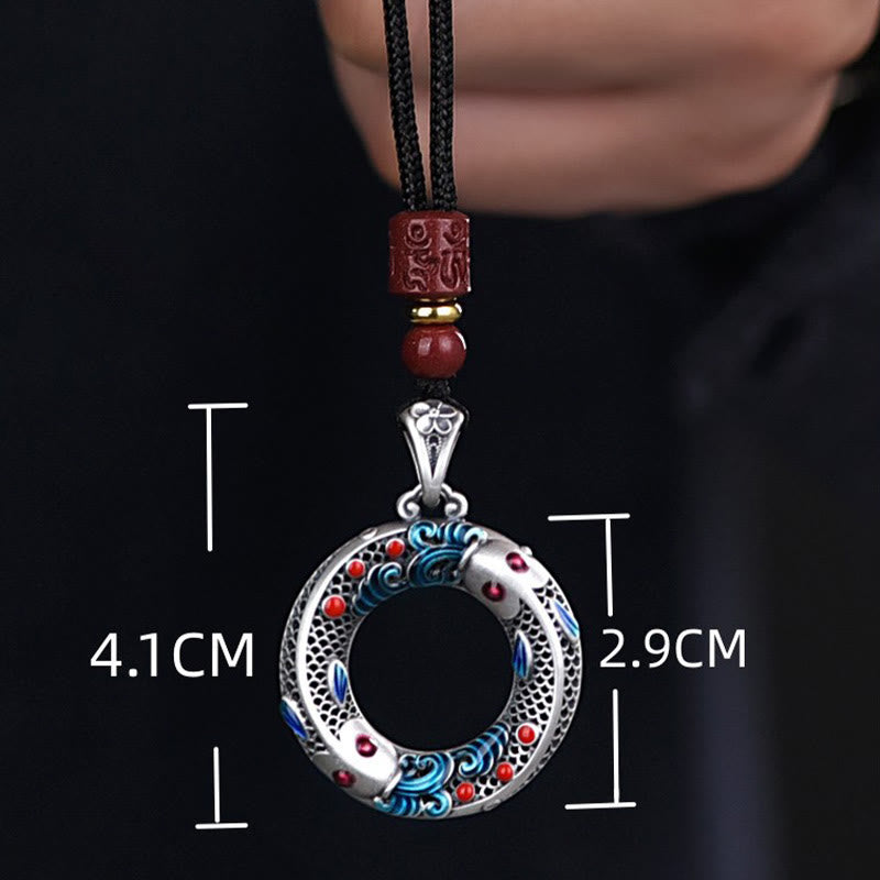 Koi Fish Peace Buckle Copper Wealth Luck Necklace Pendant