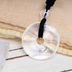 Lucky Coin Pendant Healing Crystal Gemstone Necklace