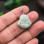 Laughing Buddha Jade Blessing Titanium Steel Chain Necklace Pendant