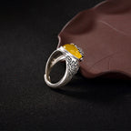 Citrine Lotus Blessing Protection Adjustable Ring