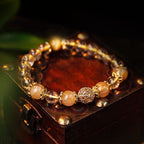 Natural Citrine Amethyst Rutilated Quartz Prosperity Protection Bracelet