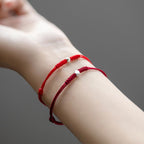 925 Sterling Silver Luck Bead Protection Red String Thin Cord Braided Bracelet